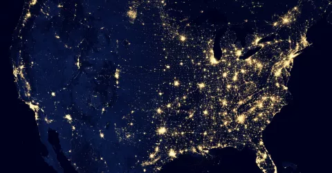 Satellitenaufnahme der Vereinigten Staaten bei Nacht
